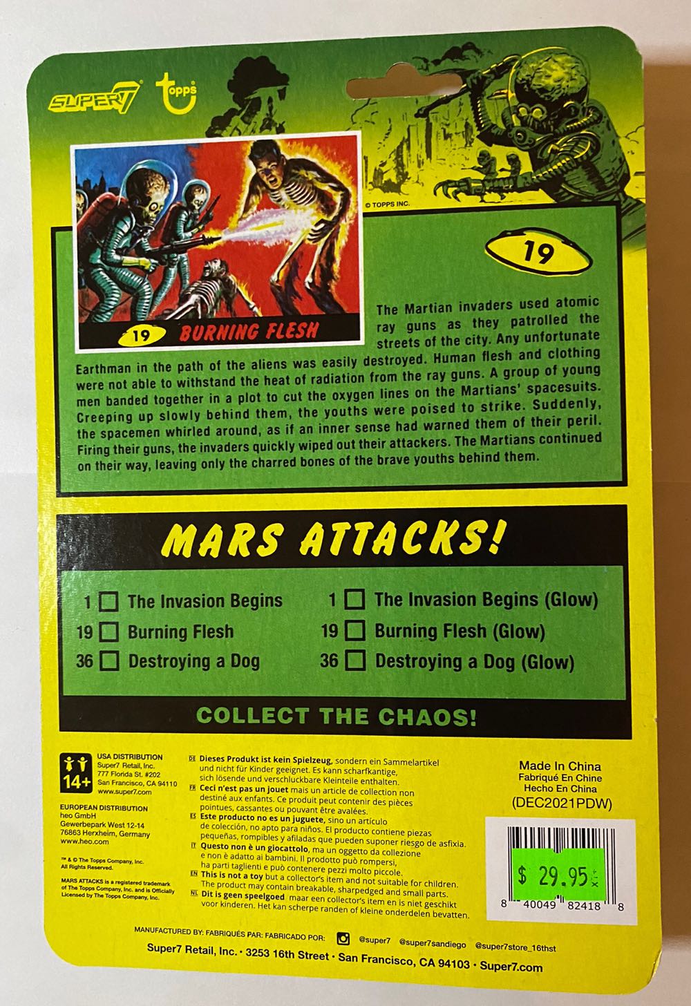 Mars Attacks Glow Burning Flesh - Super 7 action figure collectible [Barcode 840049824188] - Main Image 2