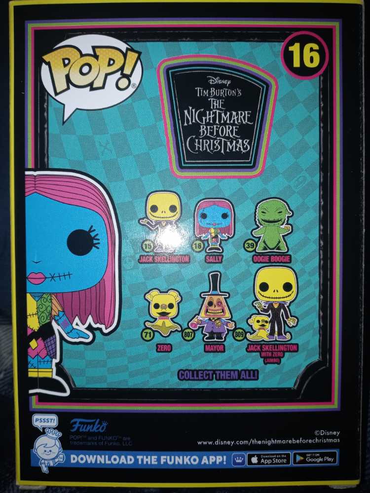 16 Sally (Black Light) - Disney: The Nightmare Before Christmas - Funko (Funko Pop!) action figure collectible [Barcode 889698639637] - Main Image 2