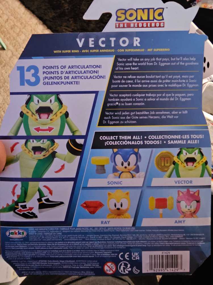 Sonic: Vector with Super Ring - JAKKS Pacific, Inc. (Sonic The Hedgehog) action figure collectible [Barcode 192995414297] - Main Image 2