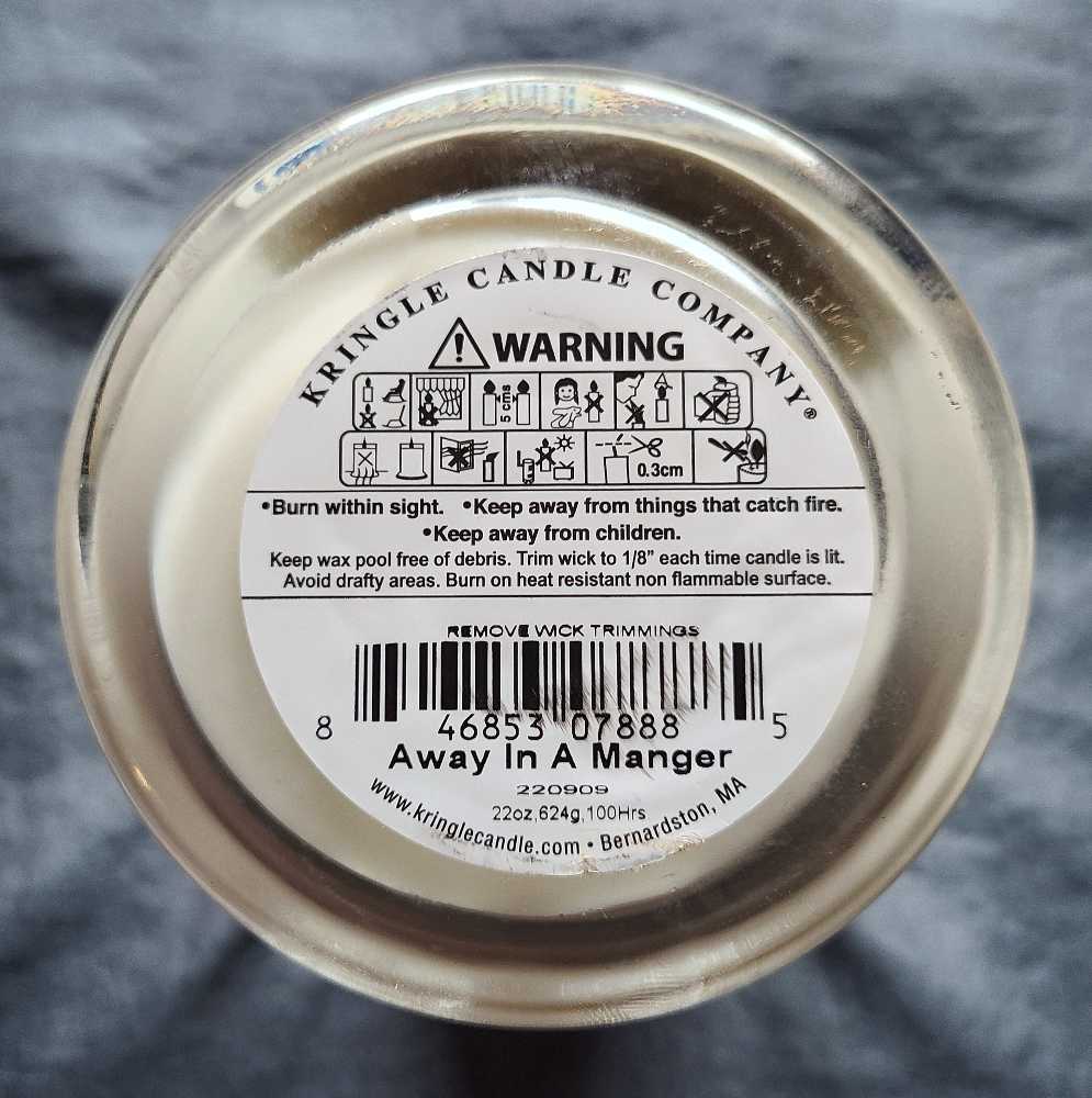CANDLE: Christmas Kringle Away In A Manger 2 Wick  2022 - Kringle Candle (Christmas Candles) action figure collectible [Barcode 846853078885] - Main Image 2