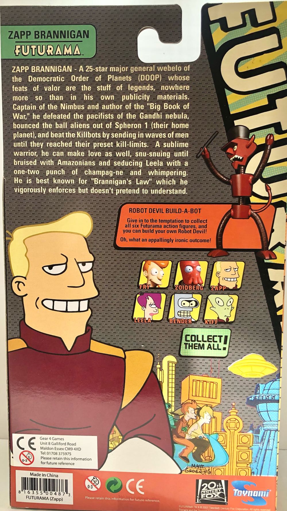 Zapp Brannigan - Toynami (Futurama) (Futurama) action figure collectible - Main Image 2