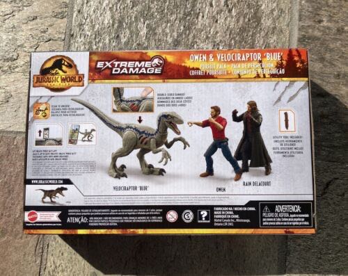 JW -  Dominion: Extreme Damage Owen & Velociraptor ‘Blue’ Pursuit Pack - Mattel (Jurassic World Dominion) action figure collectible [Barcode 887961943818] - Main Image 2