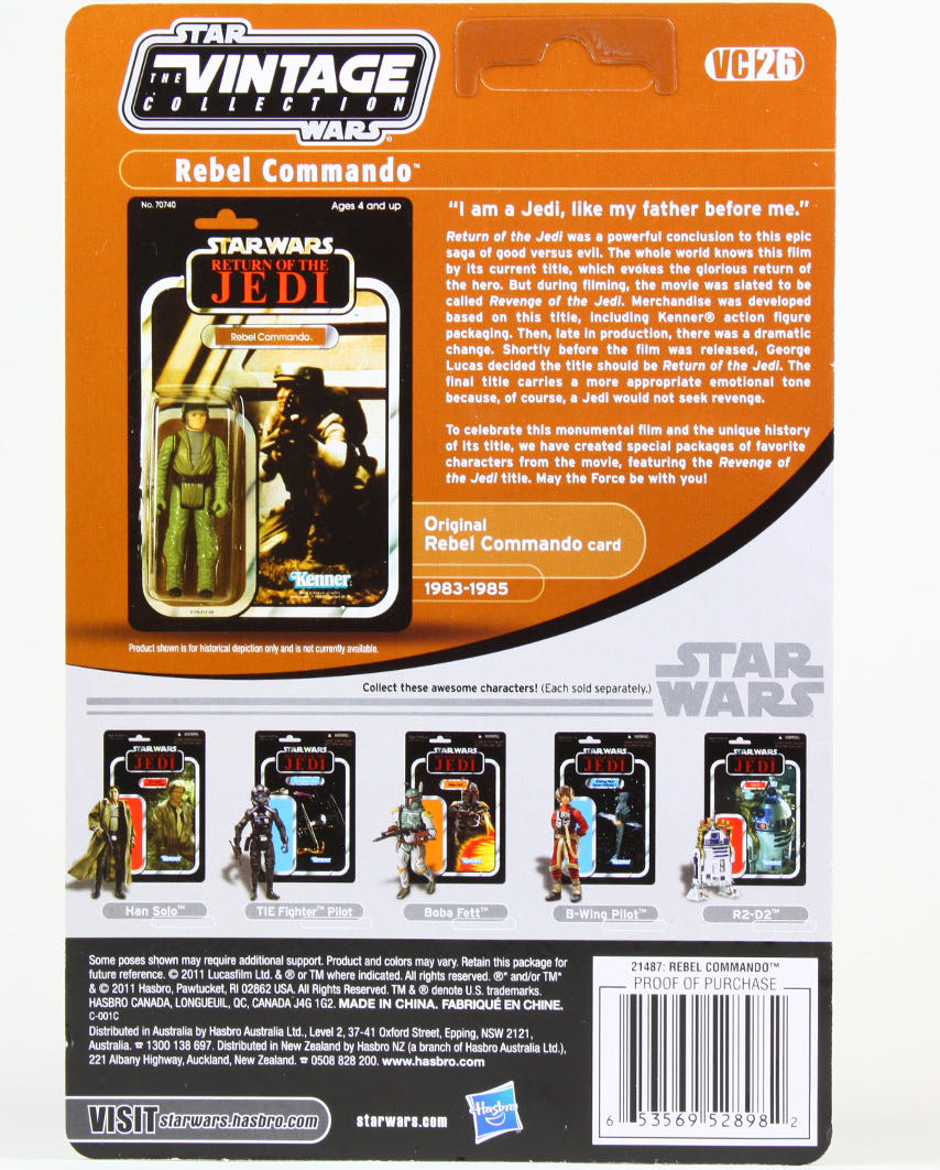 Rebel Commando VC26 - Hasbro/Kenner (Start Wars Episode VI Return Of The Jedi) action figure collectible [Barcode 653569549079] - Main Image 2