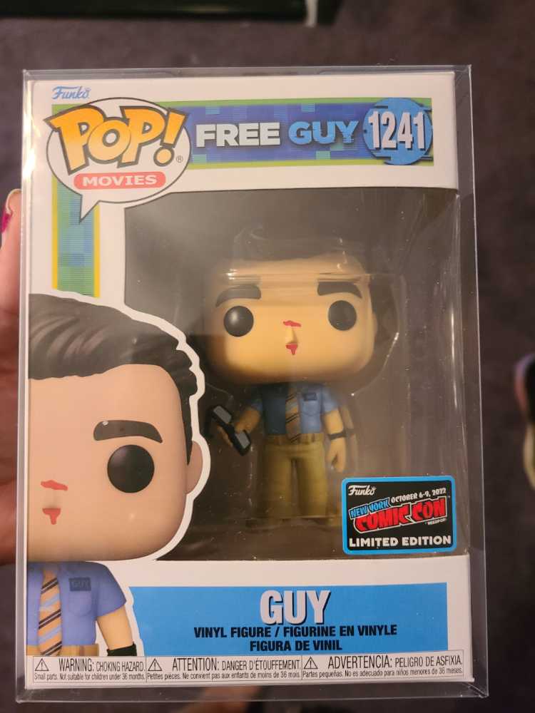 Free Guy 1241 Guy Funko Pop New York Comic Con : Convention Sticker Exclusive Guy #1241 Free Guy The Movie Nycc Excl Ryan Reynolds - Funko (Free Guy) (Free Guy) action figure collectible [Barcode 889698645355] - Main Image 2