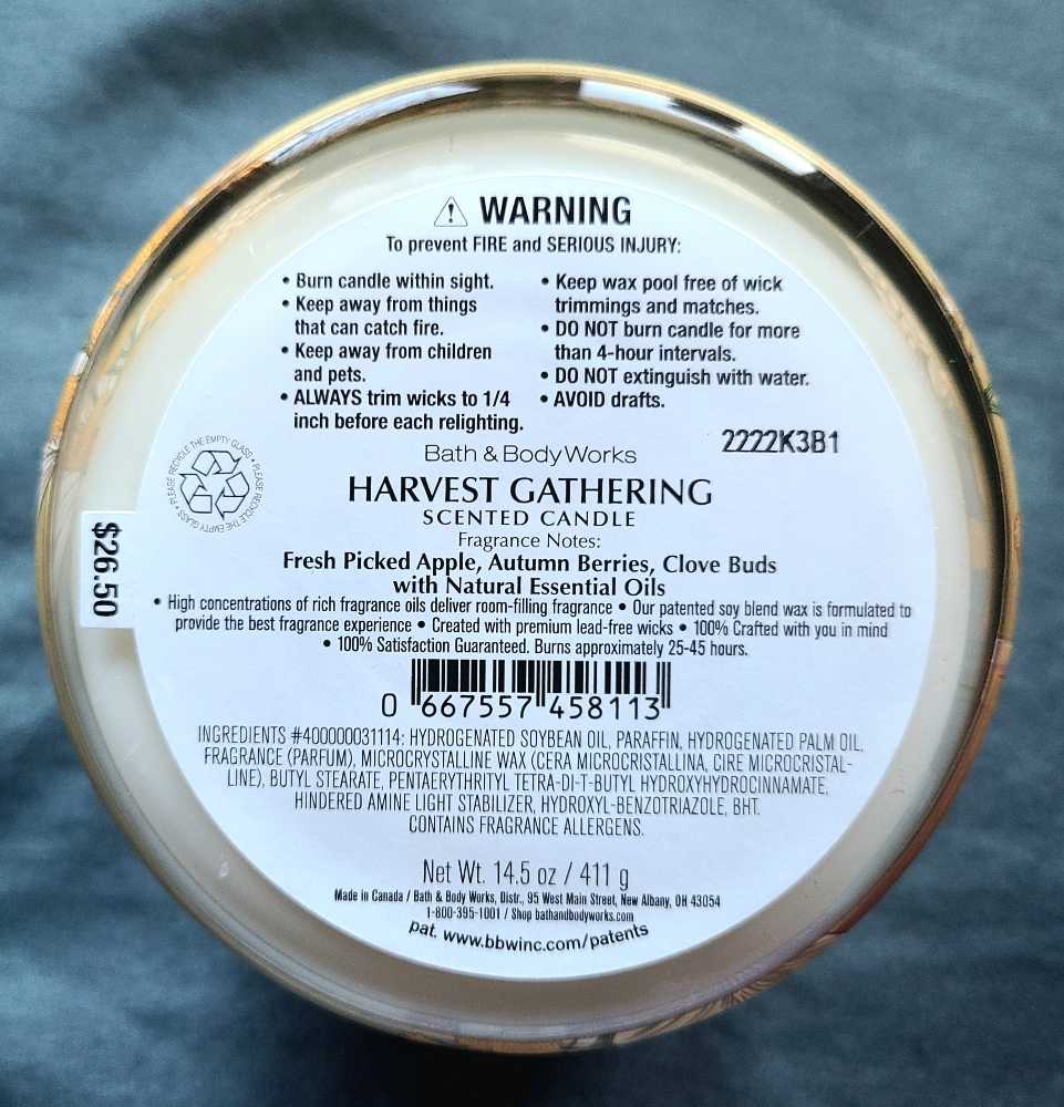 CANDLE: Thanksgiving Bath & Bodyworks Thankfull Harvest Gathering 2022 - Bath & Bodyworks Candle (Thanksgiving Candles) action figure collectible [Barcode 667557458113] - Main Image 2