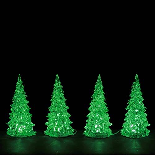 4 Inch  Small Crystal Tree Village Accessory Green Resin 4 Pk
