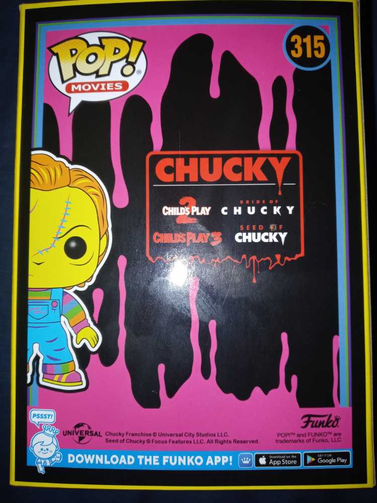 Funko Pop! Movies #315 Bride Of Chucky: Chucky (Blacklight) - Funko (Bride of Chucky) (Movies- Horror) action figure collectible [Barcode 889698649070] - Main Image 2
