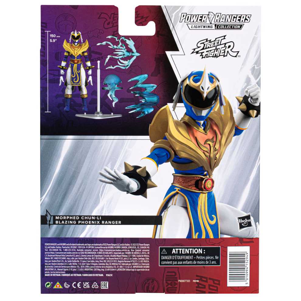 Mighty Morphin Power Rangers Lightning Collection Power Rangers X Street Fighter Morphed Chun-Li Blue Ranger  - Hasbro (Power Rangers x Street Fighter) action figure collectible [Barcode 5010994152949] - Main Image 3