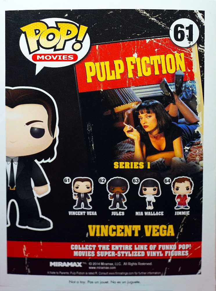 Funko Pop! Movies: Pulp Fiction Vincent Vega - Funko (Pulp Fiction) action figure collectible [Barcode 830395033570] - Main Image 2