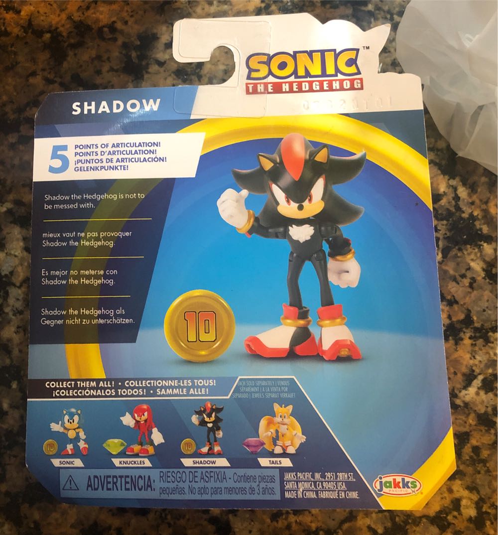 Hedgehog Shadow 2.5” New Sonic The Hedgehog 30th Anniversary Shadow Knuckles Sonic Tails 2.5” W Gem Jakks New  action figure collectible [Barcode 192995411111] - Main Image 2