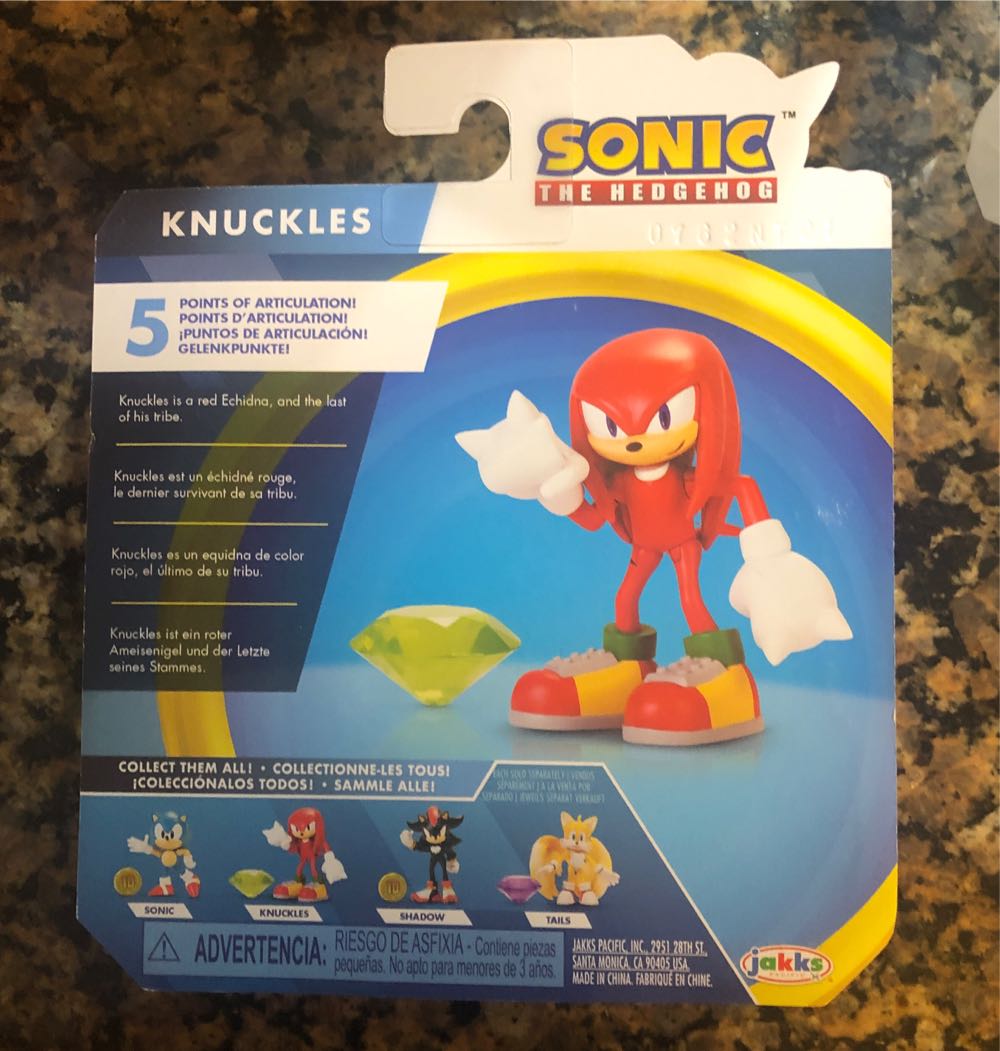 Hedgehog Complete Set Sonic The Hedgehog 2.75” Knuckles With Chaos Emerald Jakks Pacific  action figure collectible [Barcode 192995411104] - Main Image 2