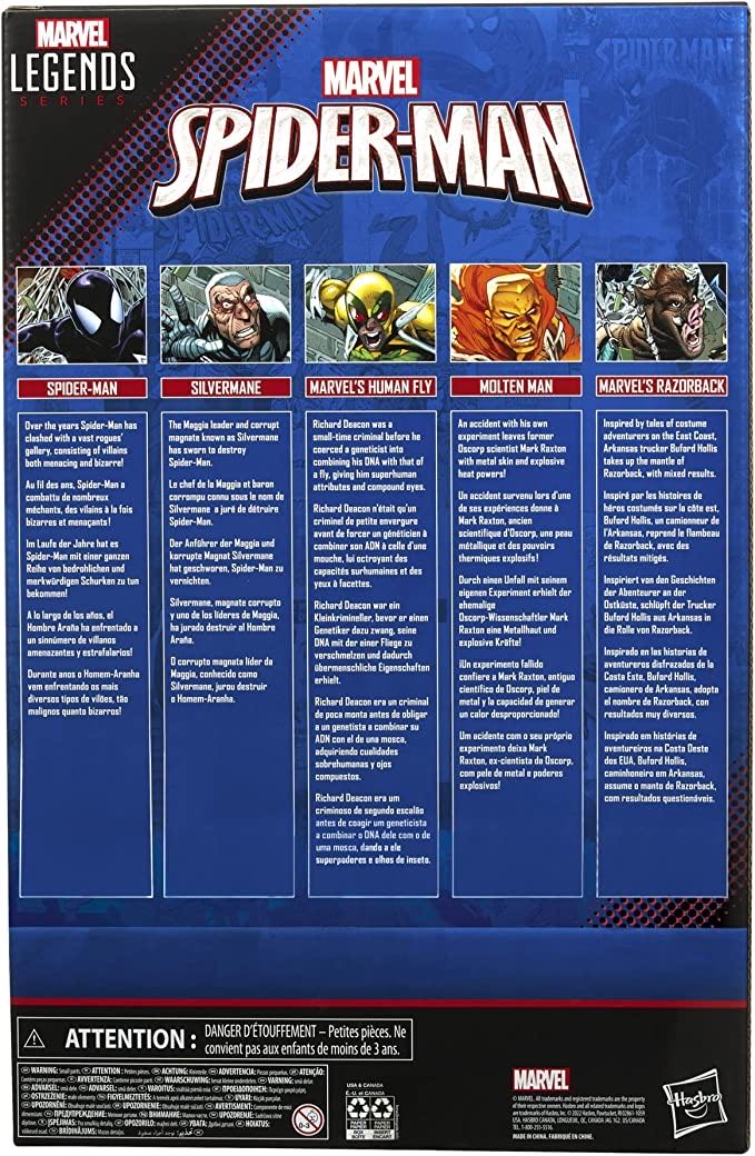 Spider-man, Silvermane, Human Fly, Molten Man and Razorback - Hasbro (Spider-man Villains Multipack) action figure collectible [Barcode 5010994174699] - Main Image 4