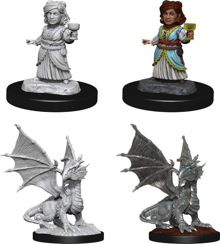 Silver Dragon Wyrmling & Female Halfling Dragon Friend - Wiz Kids (Nolzur’s Marvelous Miniatures) action figure collectible [Barcode 634482901533] - Main Image 2