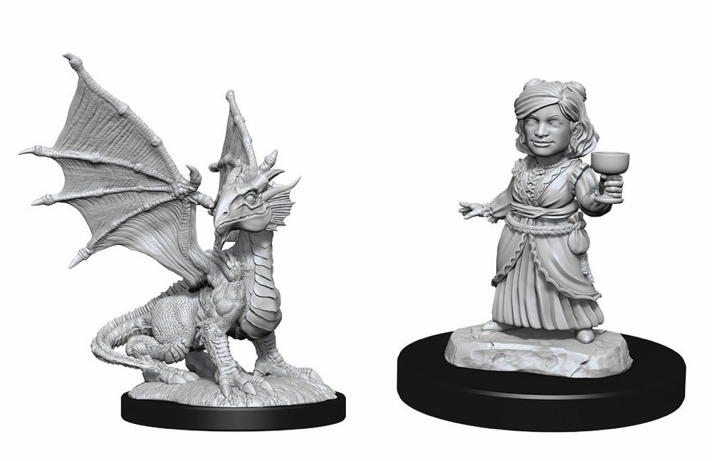 Silver Dragon Wyrmling & Female Halfling Dragon Friend - Wiz Kids (Nolzur’s Marvelous Miniatures) action figure collectible [Barcode 634482901533] - Main Image 3