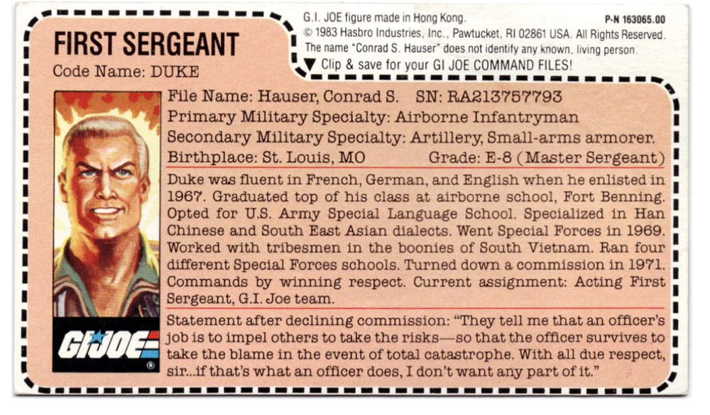 #17 | Duke: First Sergeant (Mail Order) - Hasbro action figure collectible - Main Image 2