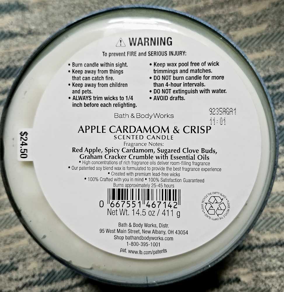 CANDLE: Thanksgiving Bath & Body Works Grateful Apple Cardamom Crisp 2019 - Bath & Bodyworks Candle (Thanksgiving Candles) action figure collectible [Barcode 667551467142] - Main Image 2