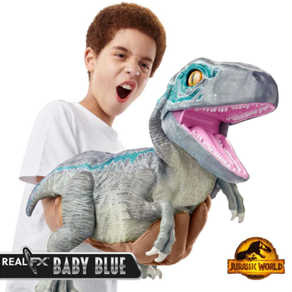 Mattel Jurassic World Realfx Baby Blue Dinosaur Animatronic Puppet Toy New - Mattel action figure collectible [Barcode 192995154575] - Main Image 3