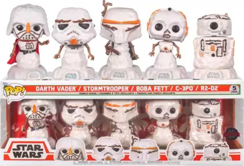 Funko Pops Star Wars Christmas 5 Pack Darth Vader Stormtrooper Boba Fett C-3P0 R2-D2 - Funko (Star Wars) (Funko Pop!) action figure collectible [Barcode 889698663465] - Main Image 3