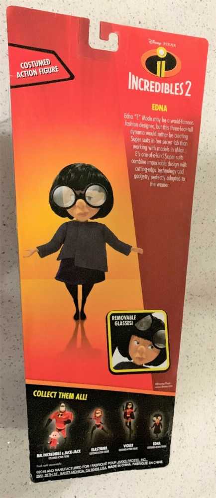 The Incredibles 2 Edna Action Figure Doll In Deluxe Blue Costume And Glasses  action figure collectible [Barcode 039897524177] - Main Image 2