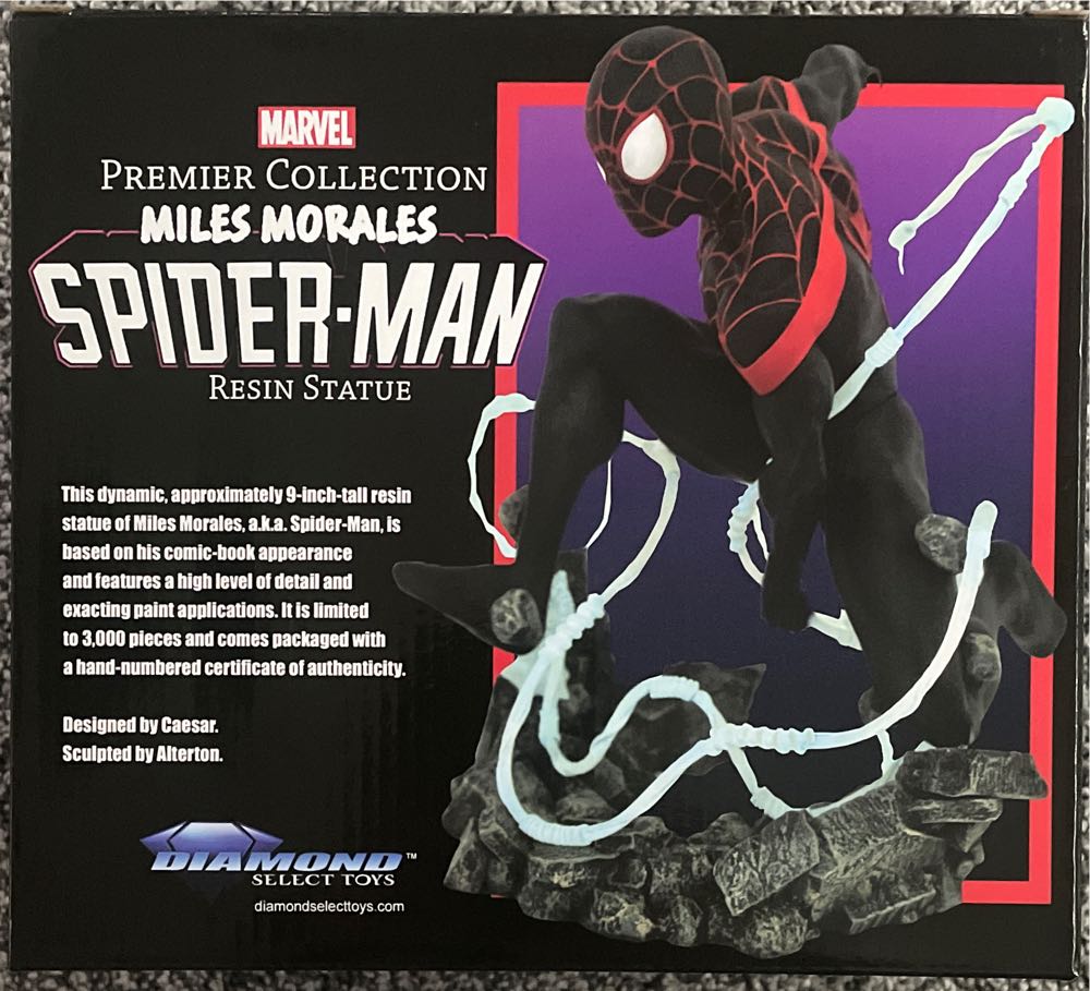 Miles Morales Spider-Man,marvel Premier Collection Resin Statue - Diamond Select Toys (Marvel Premier Collection) action figure collectible [Barcode 699788837023] - Main Image 3
