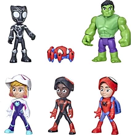 Miles Morales, Spidey And His Amazing Friends Complete Collection: Spidey, Trace-E, Miles Morales, Ghost-Spider, Black Panther, Hulk - Hasboro (Hasbro Disney Junior) action figure collectible [Barcode 5010993872428] - Main Image 2