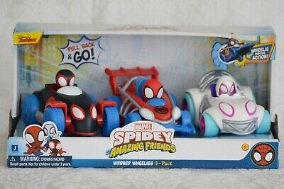 Miles Morales, Webbed Wheelies 3-pack, Marvel Spidey And His Amazing Friends - Disney Junior (Hasbro Disney Junior) action figure collectible [Barcode 191726412458] - Main Image 2