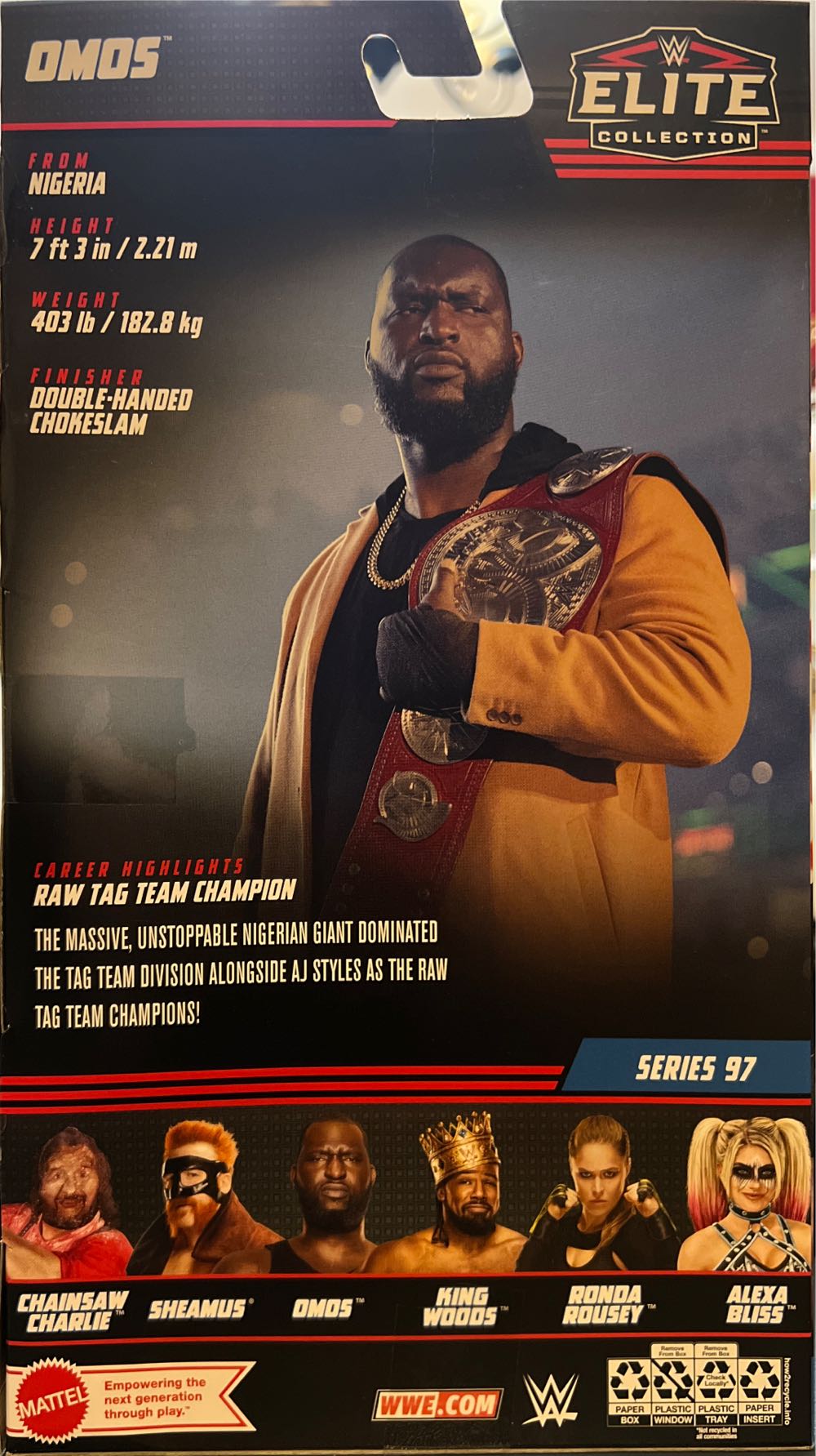 OMOS - WWE ELITE 97 - Mattel (Attire Date: July 18, 2021 (WWE Money in the Bank 2021)) action figure collectible [Barcode 194735105113] - Main Image 2