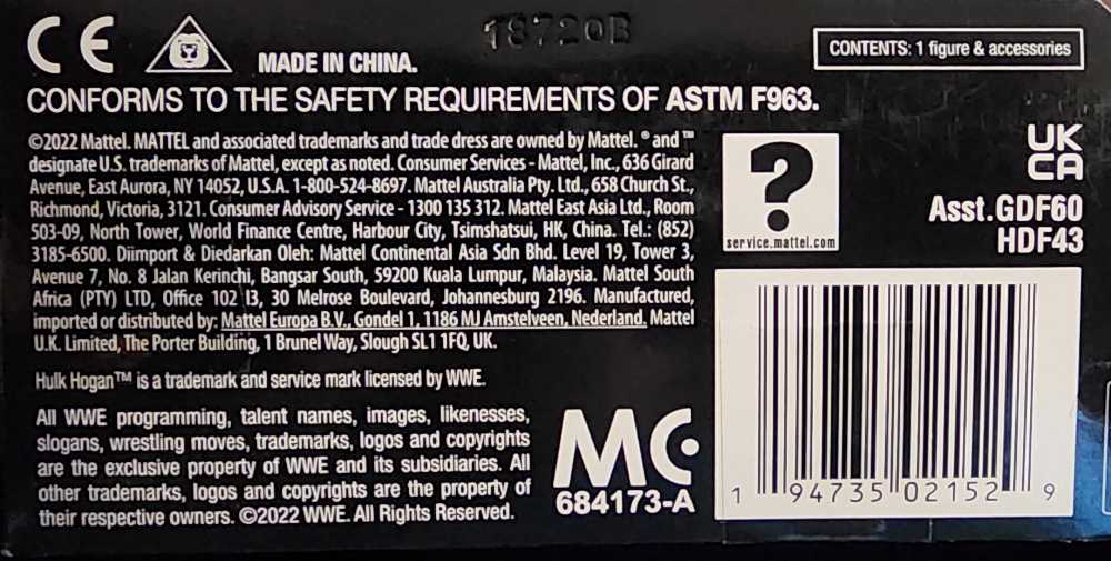 Hulk Hogan - Mattel (Mattel Elite Collection) action figure collectible [Barcode 194735021529] - Main Image 4