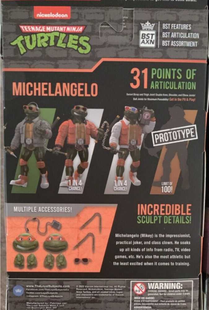 BST AXN - Michelangelo Street Style (Orange Jacket) - The Loyal Subjects/ BST AXN (The Loyal Subjects: BST AXN (TMNT)) action figure collectible [Barcode 850039772528] - Main Image 4