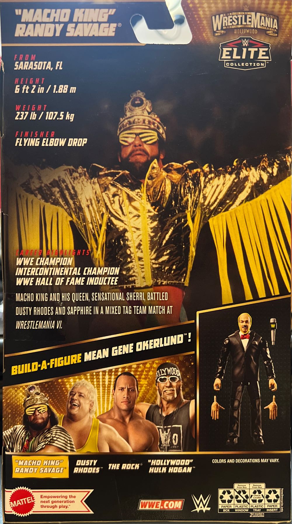 “Macho King” Randy Savage - Mattel (Mattel Elite Collection Wrestlemania) action figure collectible [Barcode 194735105663] - Main Image 3