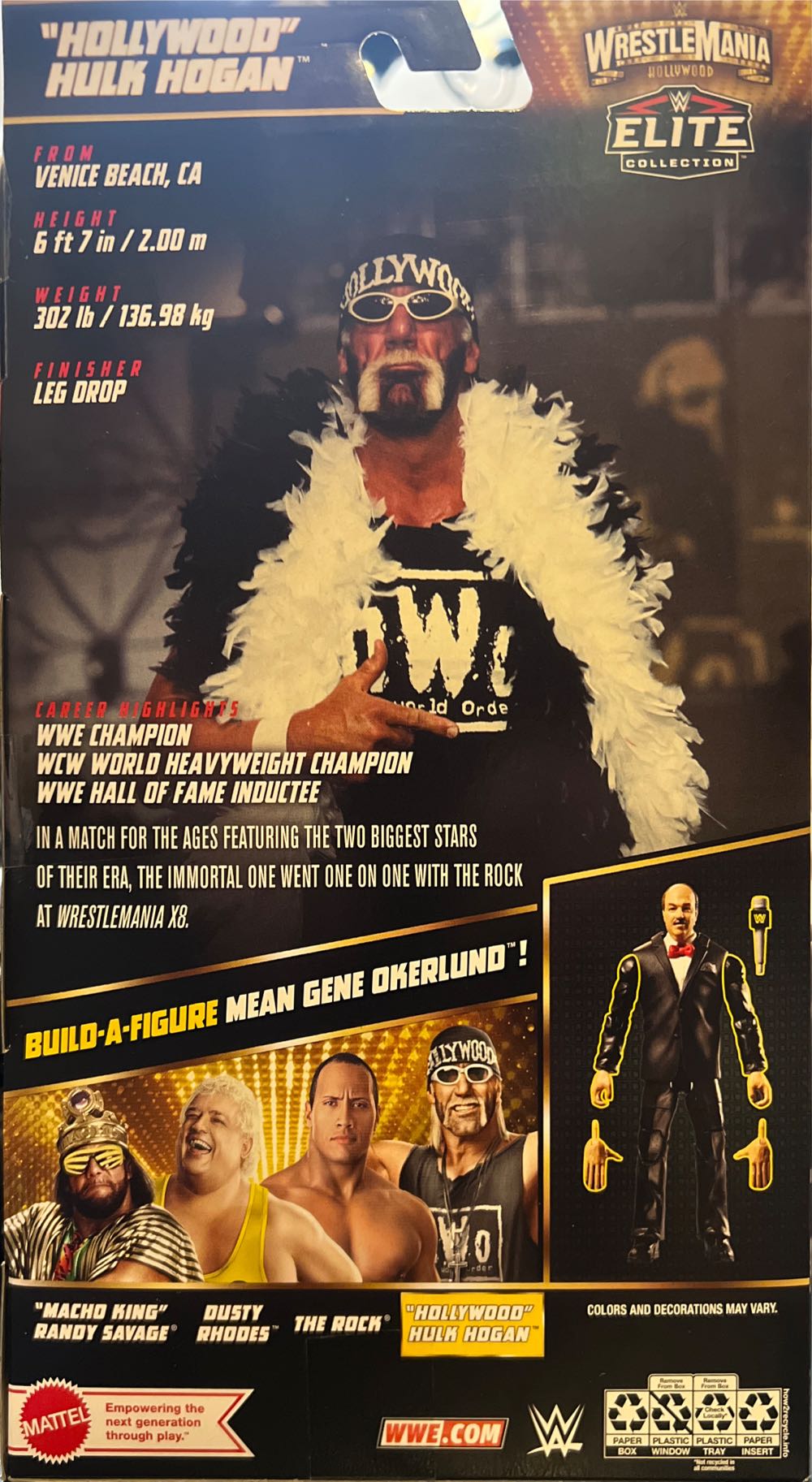 Hollywood Hulk Hogan Elite Wrestlemania - Mattel (WWE Elite WrestleMania Hollywood) action figure collectible [Barcode 194735105625] - Main Image 3
