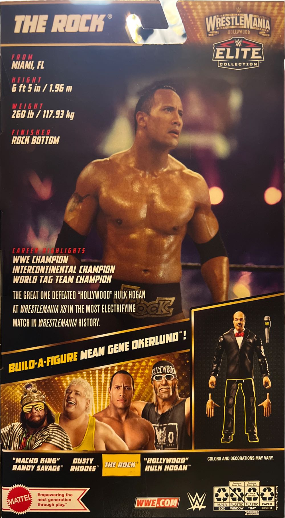 The Rock (Elite Wrestlemania 39) - Mattel (WWE Elite WrestleMania Hollywood) action figure collectible [Barcode 194735105571] - Main Image 2