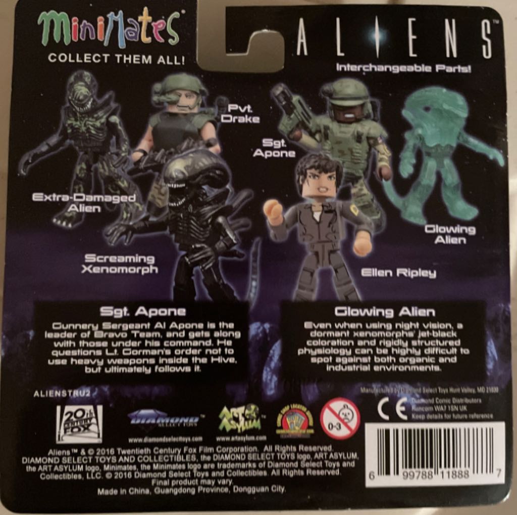 Sgt. Apone / Glowing Alien Mini Mates - Diamond Select (Alien) action figure collectible [Barcode 699788118887] - Main Image 2