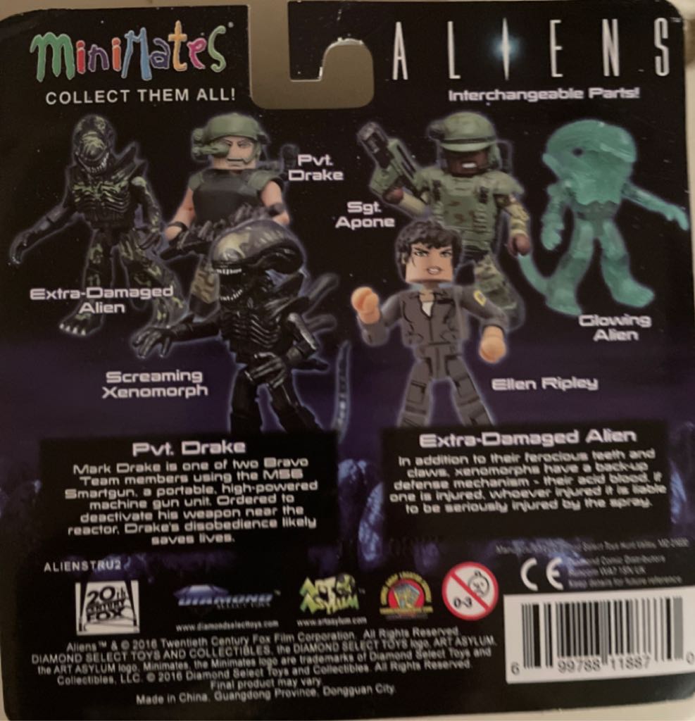 Pvt. Drake / Extra-Damaged Alien Mini Mates - Diamond Select (Alien) action figure collectible [Barcode 699788118870] - Main Image 2