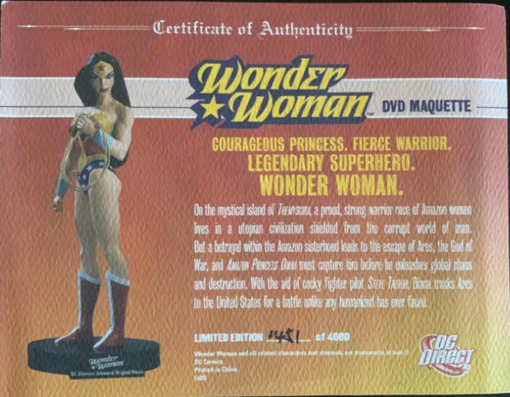 Wonder Woman DVD Maquette - DC Direct (DC Universe Animated Original Movie) action figure collectible [Barcode 761941282053] - Main Image 2