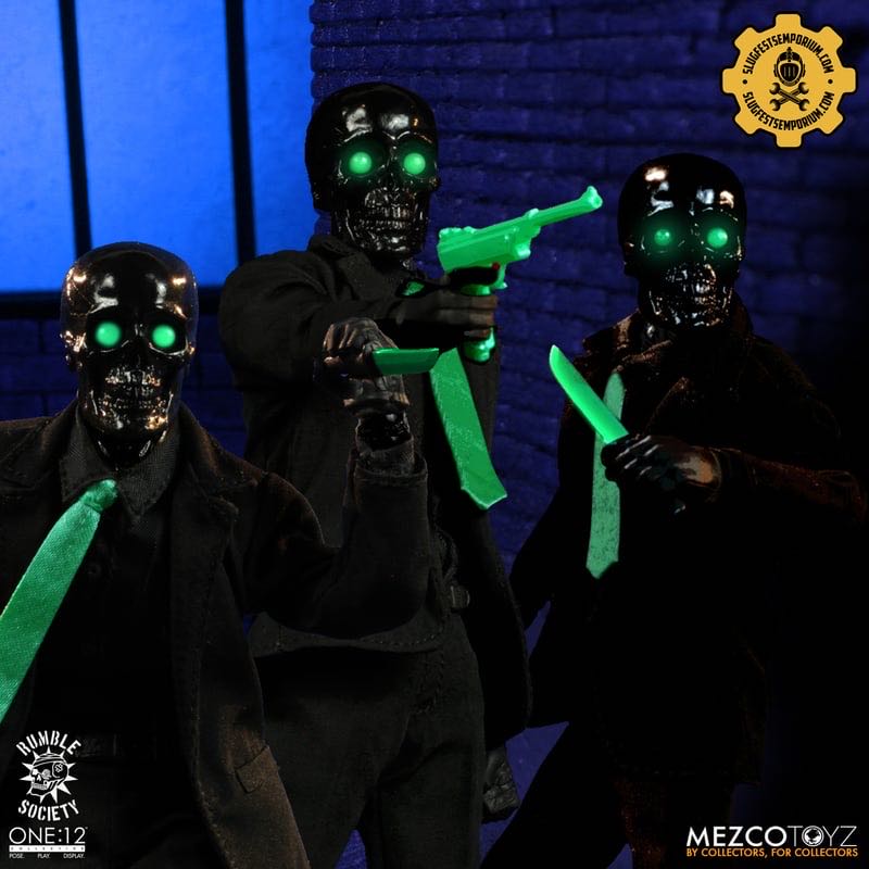 Mezco Rumble Skulls Black Death Brigade Brokers 3-Figure - Mezco Toyz (One:12 Collective - Rumble Society - Black Skulls Death Brigade) action figure collectible - Main Image 3