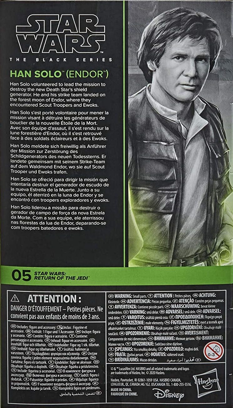 Black Series. Return Of The Jedi. Han Solo (Endor). Signed Vic Armstrong. - Disney / Hasbro (Star Wars: Return Of The Jedi) action figure collectible [Barcode 5010993754700] - Main Image 2