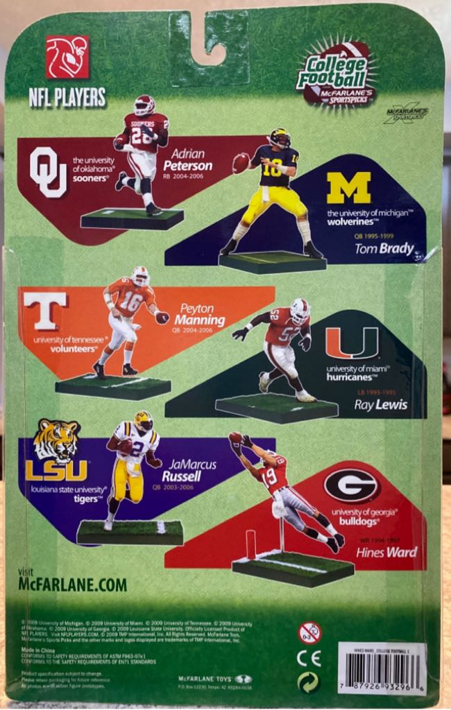 Mcfarlane Hines Ward Georgia Bulldogs / Pittsburgh Steelers   (Mcfarlane Football) action figure collectible [Barcode 787926932966] - Main Image 2