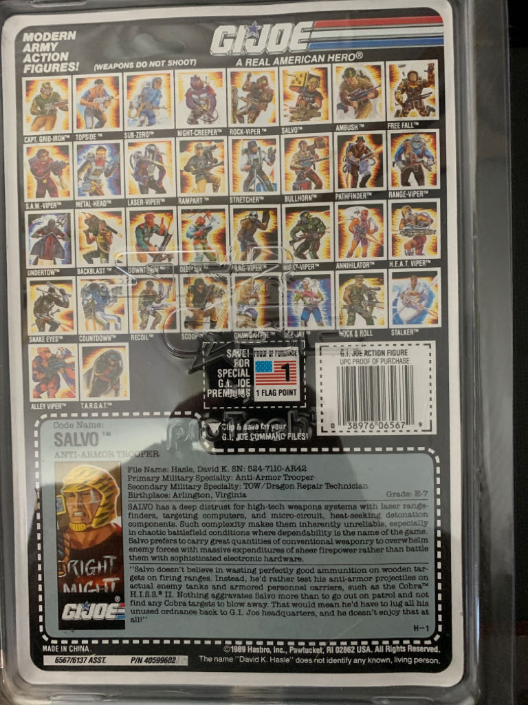 Salvo [v1] - Hasbro (G.I. Joe: A Real American Hero) action figure collectible [Barcode 038976065679] - Main Image 2
