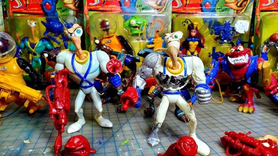 Playmates Toys Earthworm Jim Earthworm Jim Daring Defender Of Earth The Cosmos And Everything Else Red Variant (Rare)  action figure collectible [Barcode 043377086017] - Main Image 4