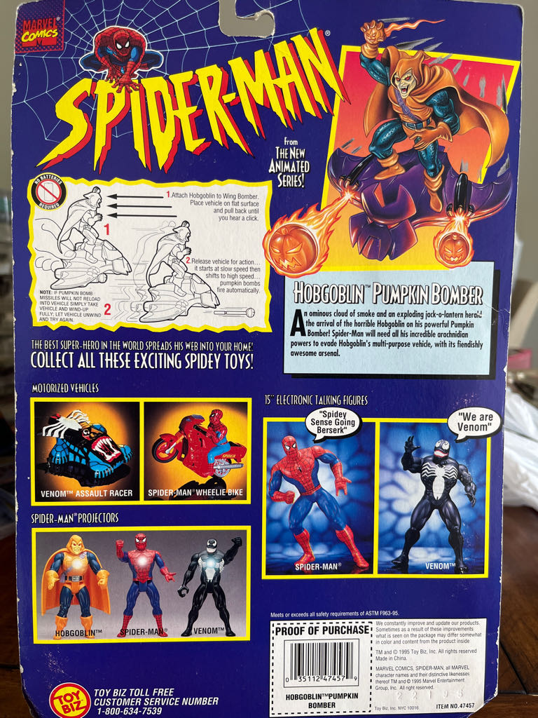 Hobgoblin Pumpkin Bomber - Toy Biz (Spider-Man The New Animated Series) action figure collectible [Barcode 035112474579] - Main Image 2