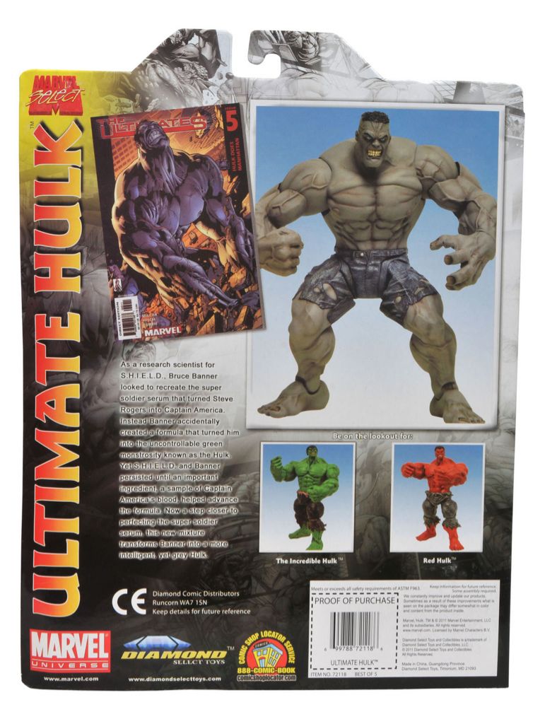 Marvel Select Ultimate Hulk Action Figure -- 9’’ H - Diamond Select Toys (Marvel Select) action figure collectible [Barcode 699788721186] - Main Image 2