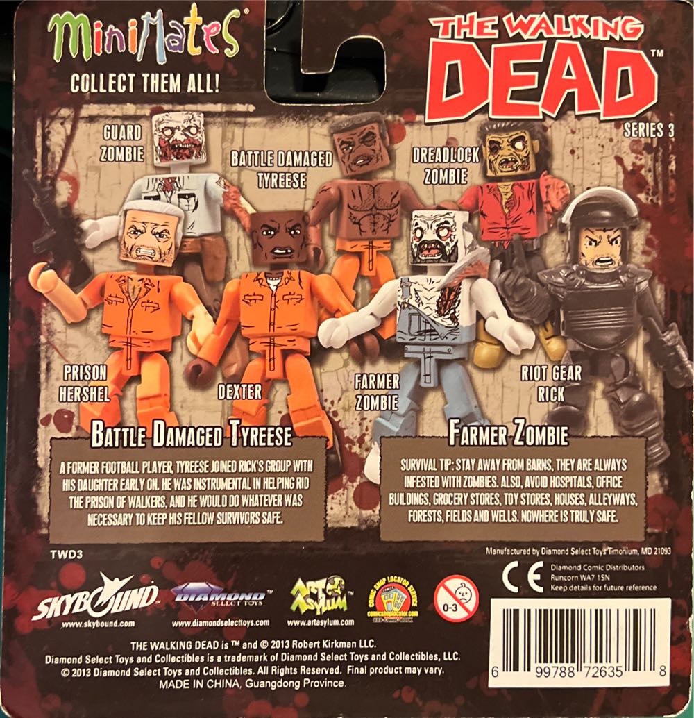Minimates Battle Damaged Tyrese And Farmer Zombie - Diamond Select (The Walking Dead) action figure collectible [Barcode 699788726358] - Main Image 2