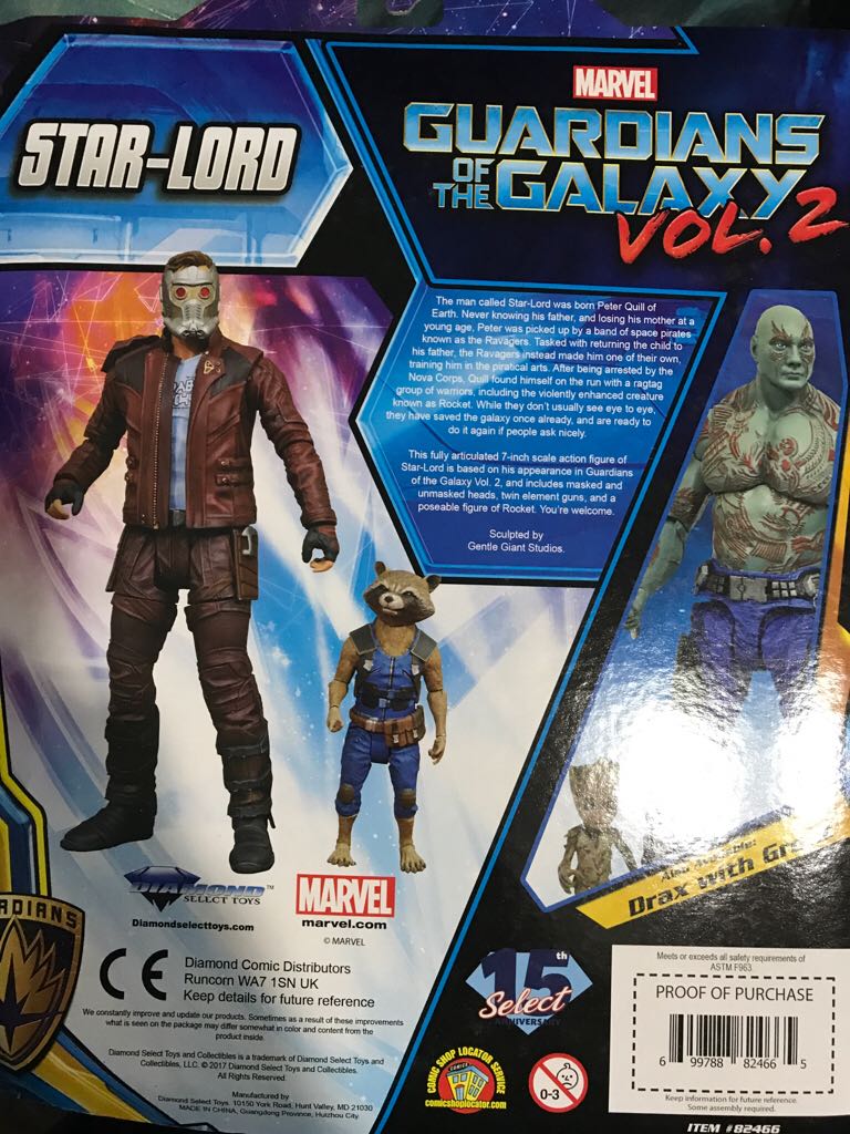 Marvel Selects Star-Lord With Rocket GOTG2 - Diamond Select Toys (Marvel) action figure collectible [Barcode 699788824665] - Main Image 2