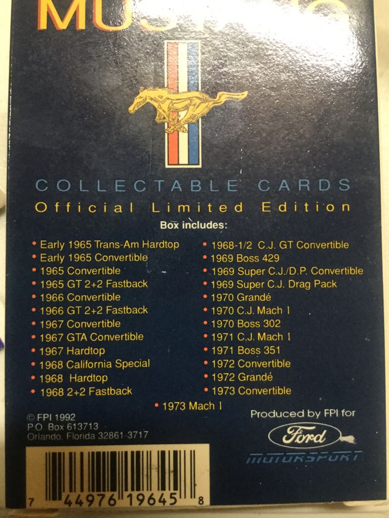 Mustang Collectible Cards  - FPI (Limited Edition) action figure collectible [Barcode 744976196458] - Main Image 2