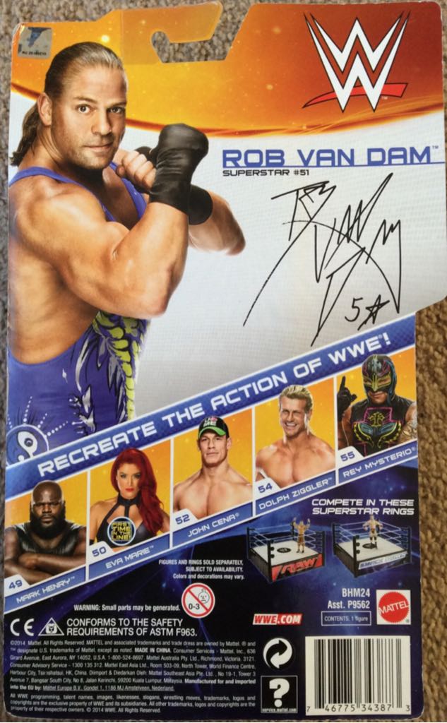 Rob Van Dam (2014) - Mattel (WWE Basic Series) action figure collectible [Barcode 746775343873] - Main Image 2