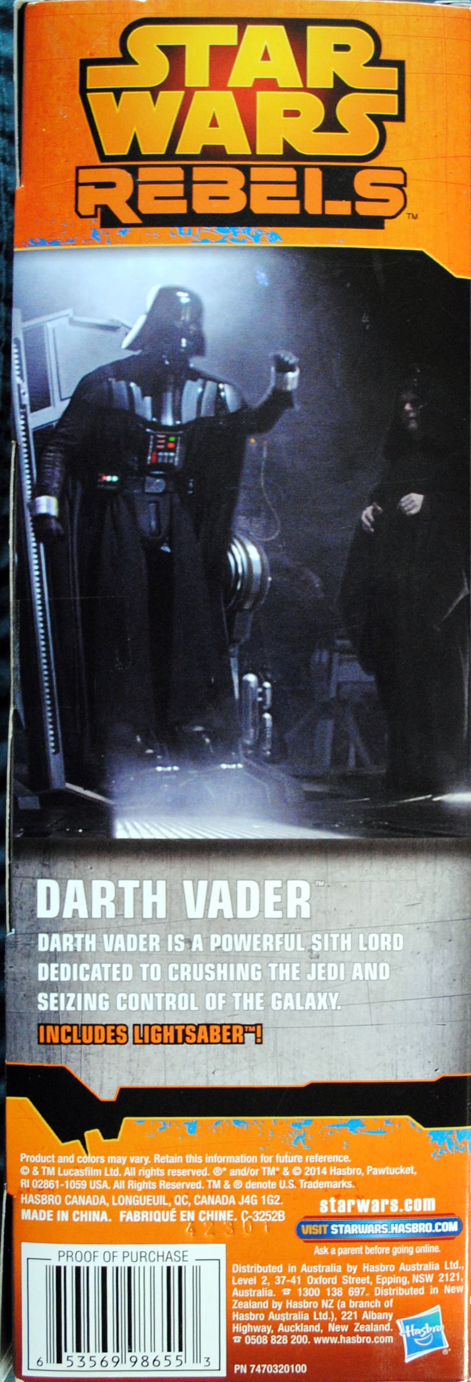 Rebels Figure 12 inch Darth Vader Star Wars SWR - Hasbro (Star Wars Rebels Animated Series) action figure collectible [Barcode 7633366986553] - Main Image 2