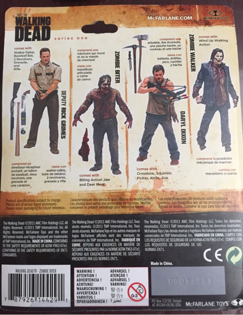 Walking Dead TV Series 1 Small Card: Zombie Biter - McFarlane Toys (TV Series 1) action figure collectible [Barcode 787926144291] - Main Image 2