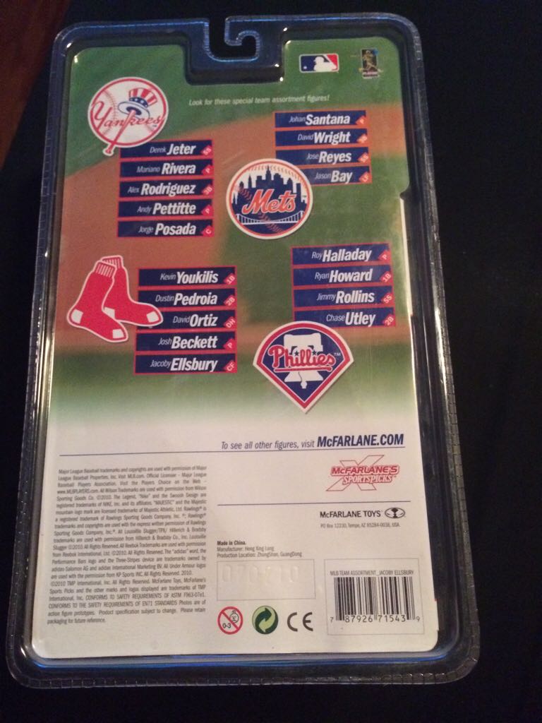 Jacoby Ellsbury  - McFarlane (Mlb Team Assortment) action figure collectible [Barcode 787926715439] - Main Image 2