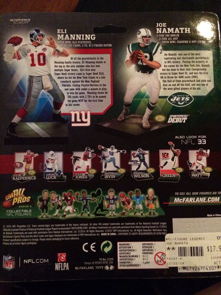 Mcfarlane NFL New York Jets Joe Namath - McFarlane Toys (Nfl Series 33) action figure collectible [Barcode 787926743074] - Main Image 2